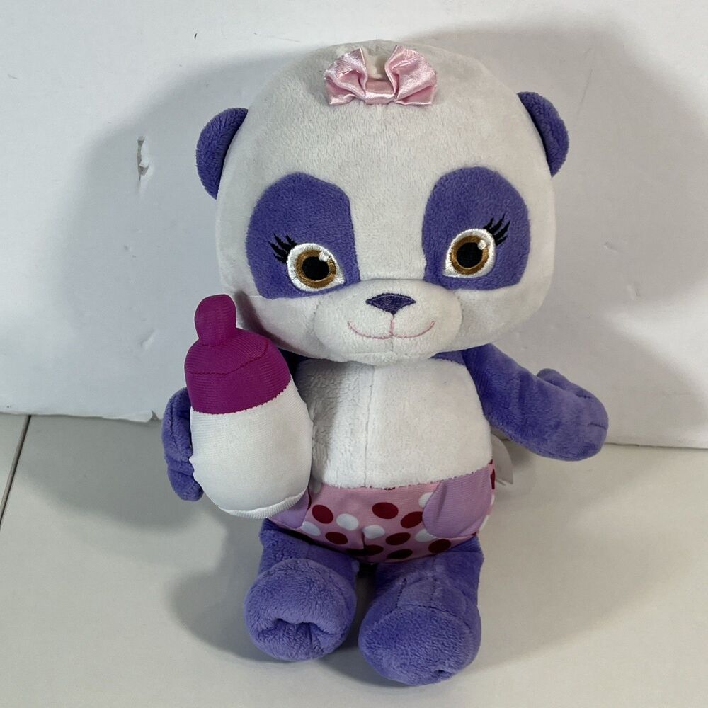 Word Party Lulu 10" Panda Purple Plush Jim Henson Bottle Stuffed Animal Toy